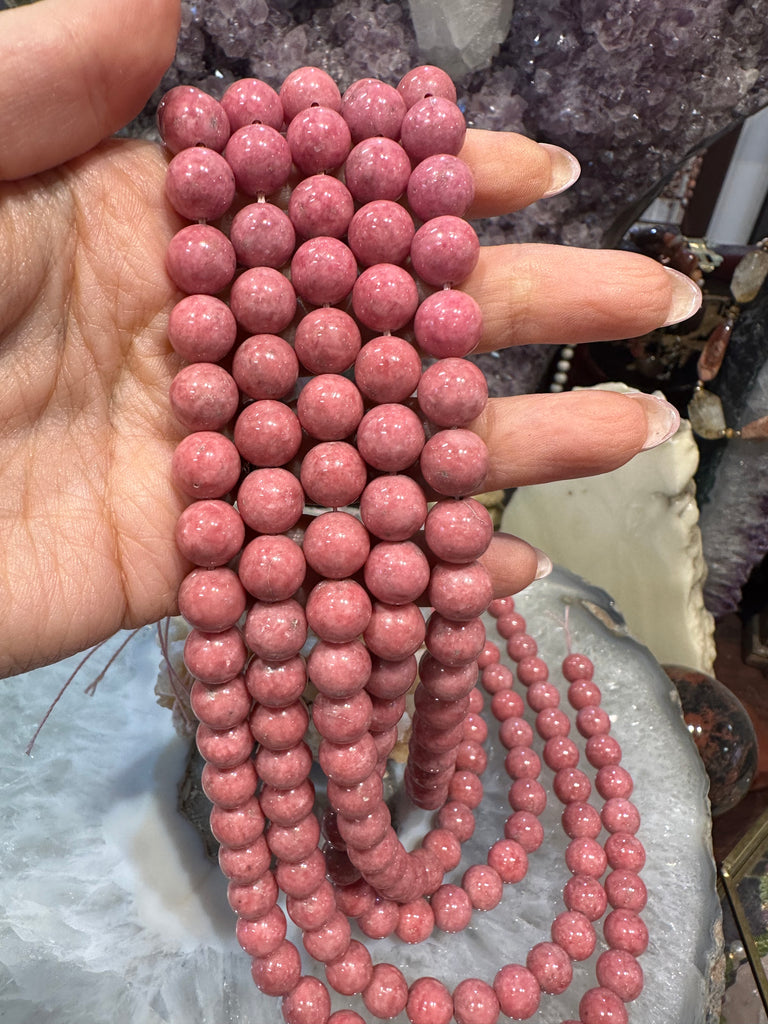 Beautiful Pink Rhodonite 10mm gemstone beads