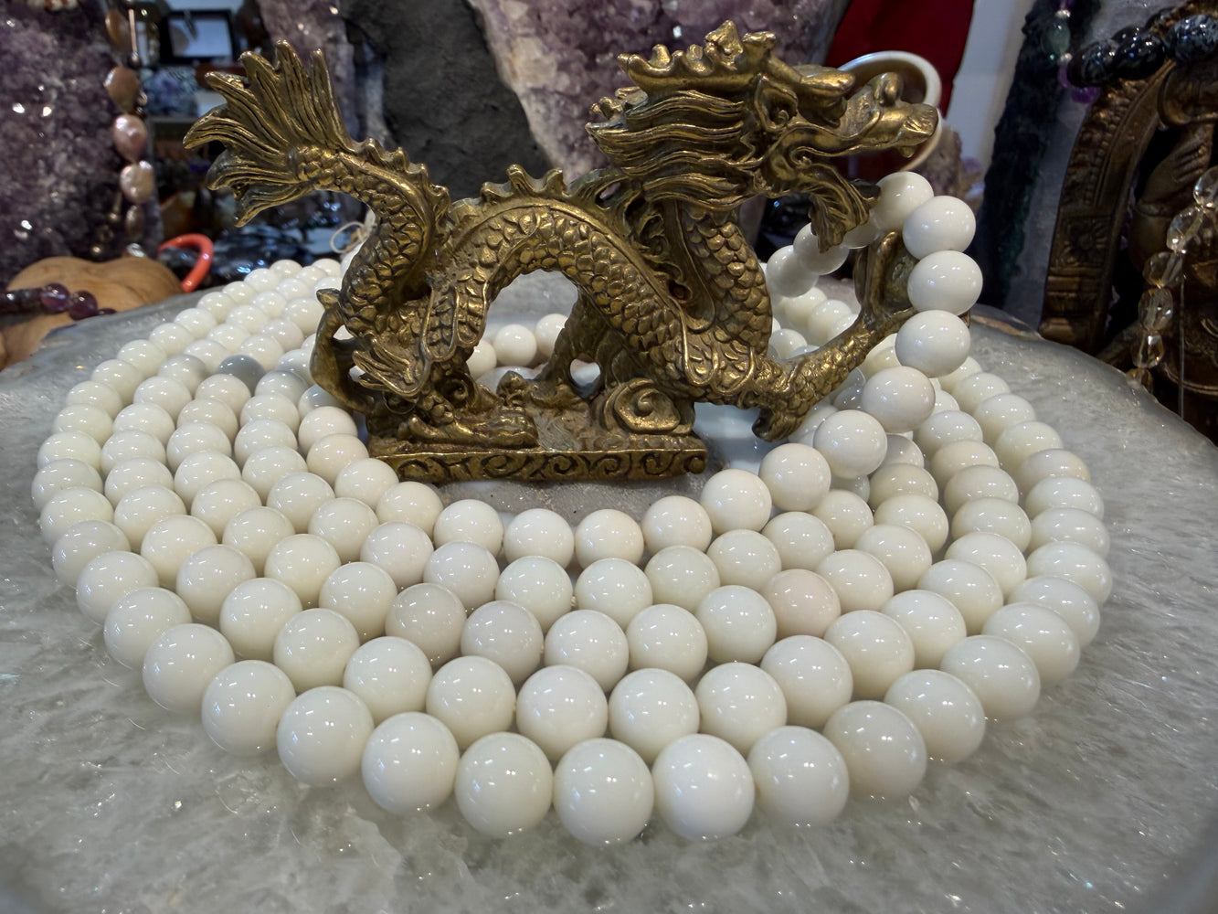 Ivory white agate 10mm gemstones beads