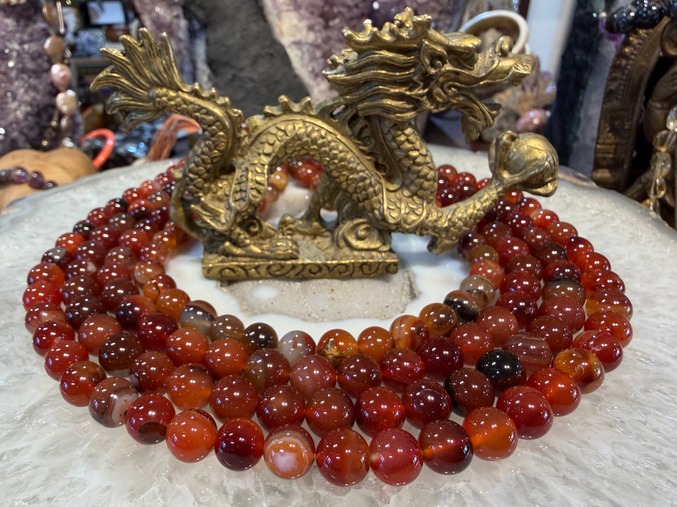 Carnelian deep red banded 10mm gemstones beads