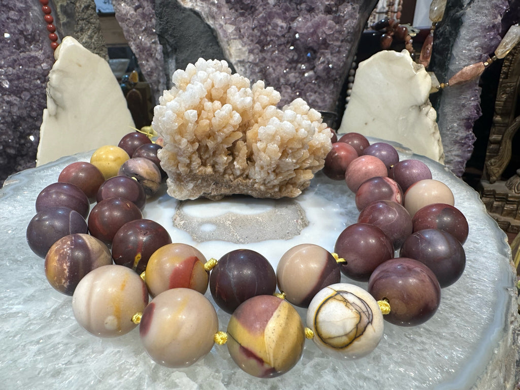 Large Natural Matte Multicolor Mookaite Gemstone Beads - 19-20mm Australia