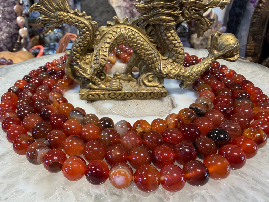 Carnelian deep red banded 10mm gemstones beads