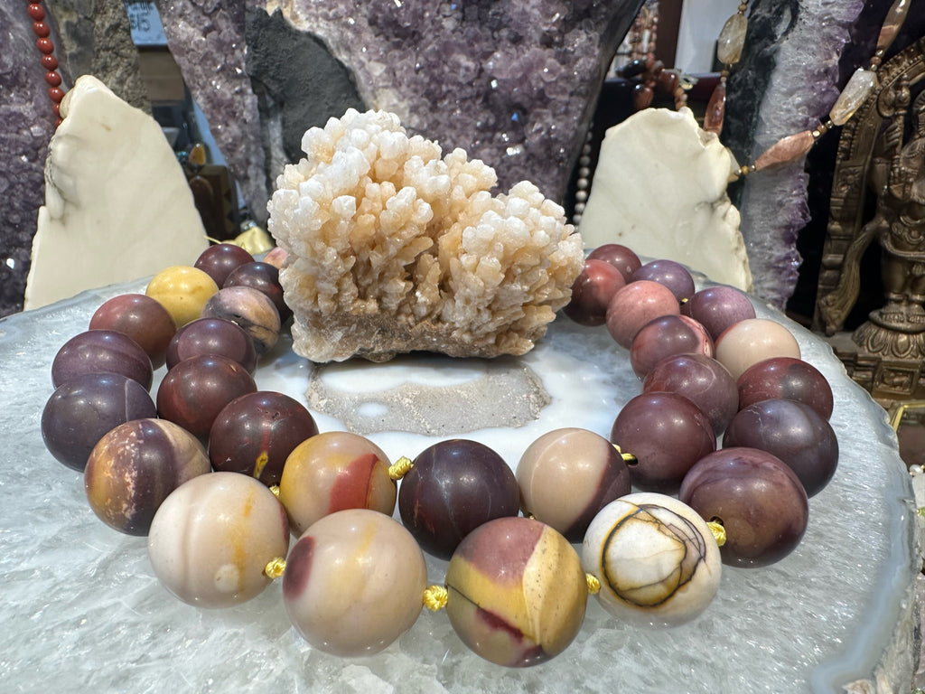 Large Natural Matte Multicolor Mookaite Gemstone Beads - 19-20mm Australia