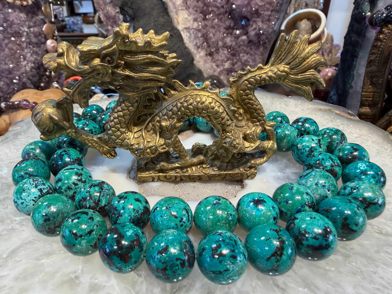 Superb Chrysocolla 16mm matrix gemstones beads