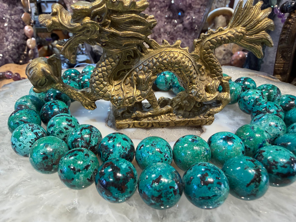 Superb Chrysocolla 16mm matrix gemstones beads