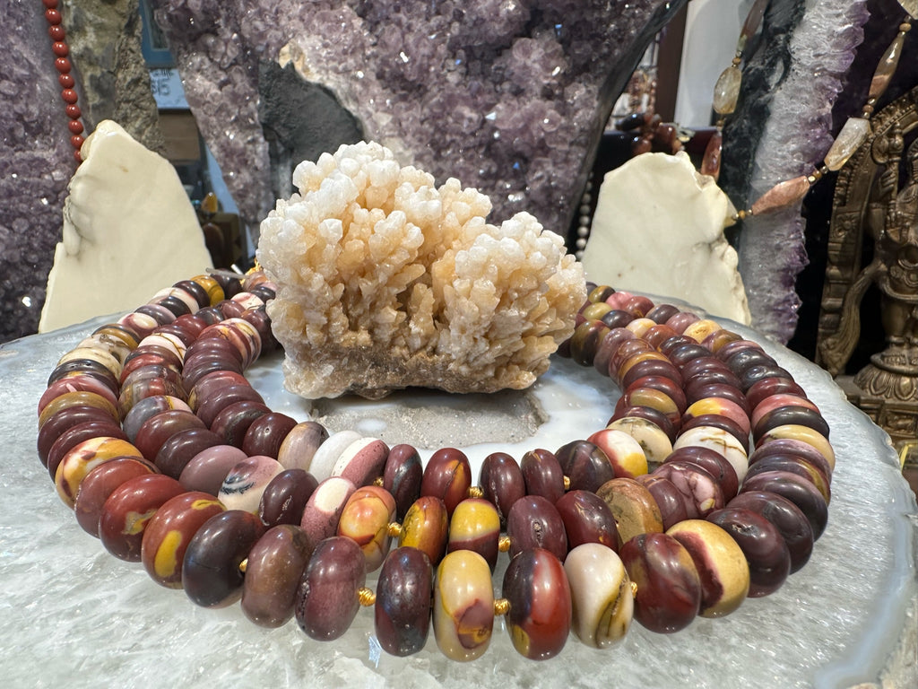 Large Natural Matte Multicolor Mookaite Rondelle Gemstone Beads - 17-18mm Australia