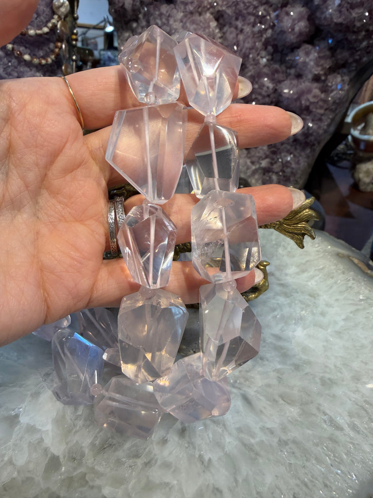 Gorgeous Madagascar rose quartz faceted cut gemstones beads