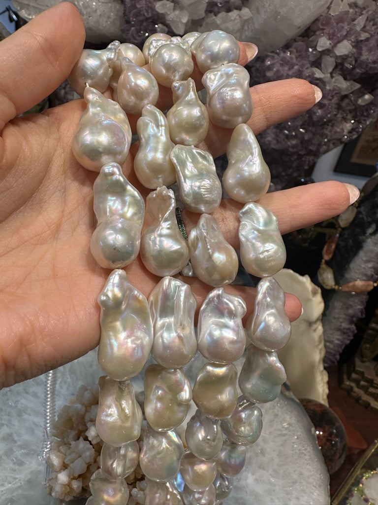 14mm Large Natural White Baroque Freshwater Pearls