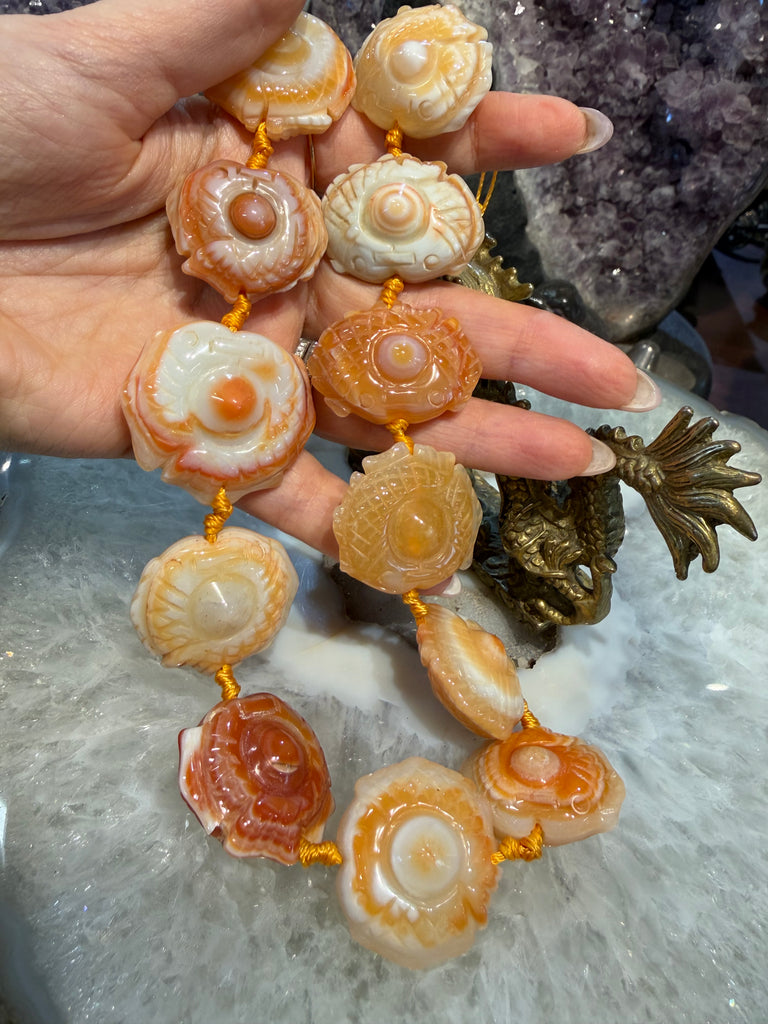 Rare carnelian 30mm double fish carving gemstone beads