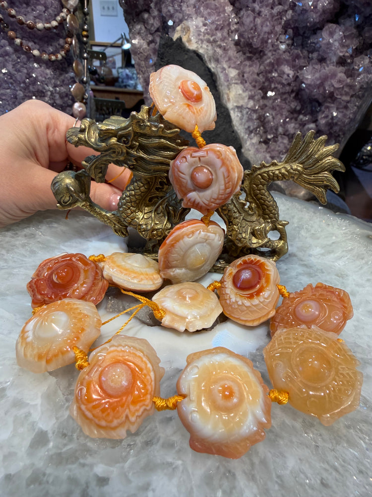 Rare carnelian 30mm double fish carving gemstone beads