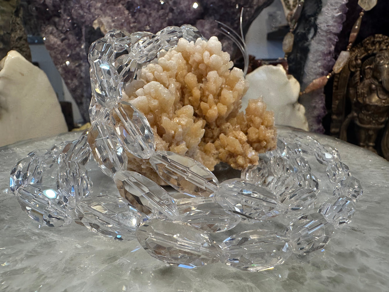 Sparkling Clear Quartz Rock Crystal fancy oval faceted gemstone beads