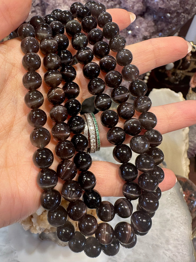 Top 8mm Scapolite Round Gemstone Beads (Natural Cat's Eye)