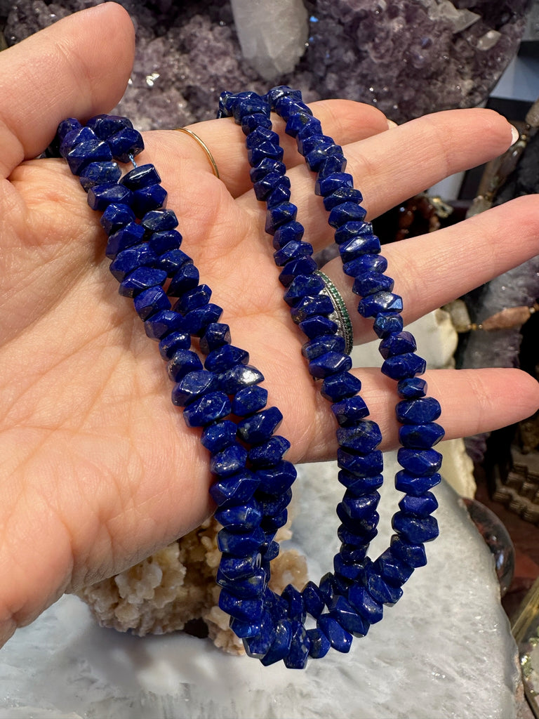 7mm Chisel Cut Faceted Lapis Lazuli gemstones nugget beads