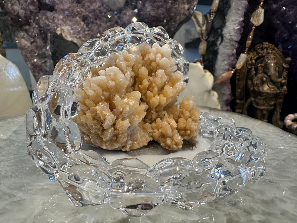 Sparkling Clear Quartz Rock Crystal tumbled Faceted nugget gemstone beads
