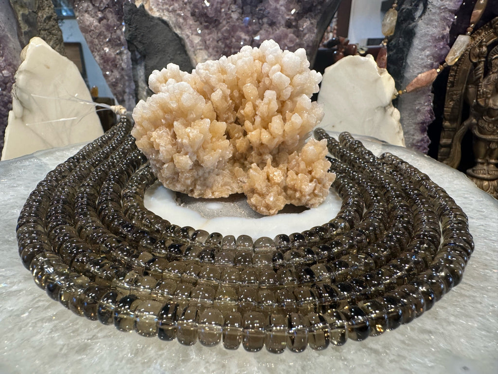Smoky quartz rondelle 8mm gemstone beads