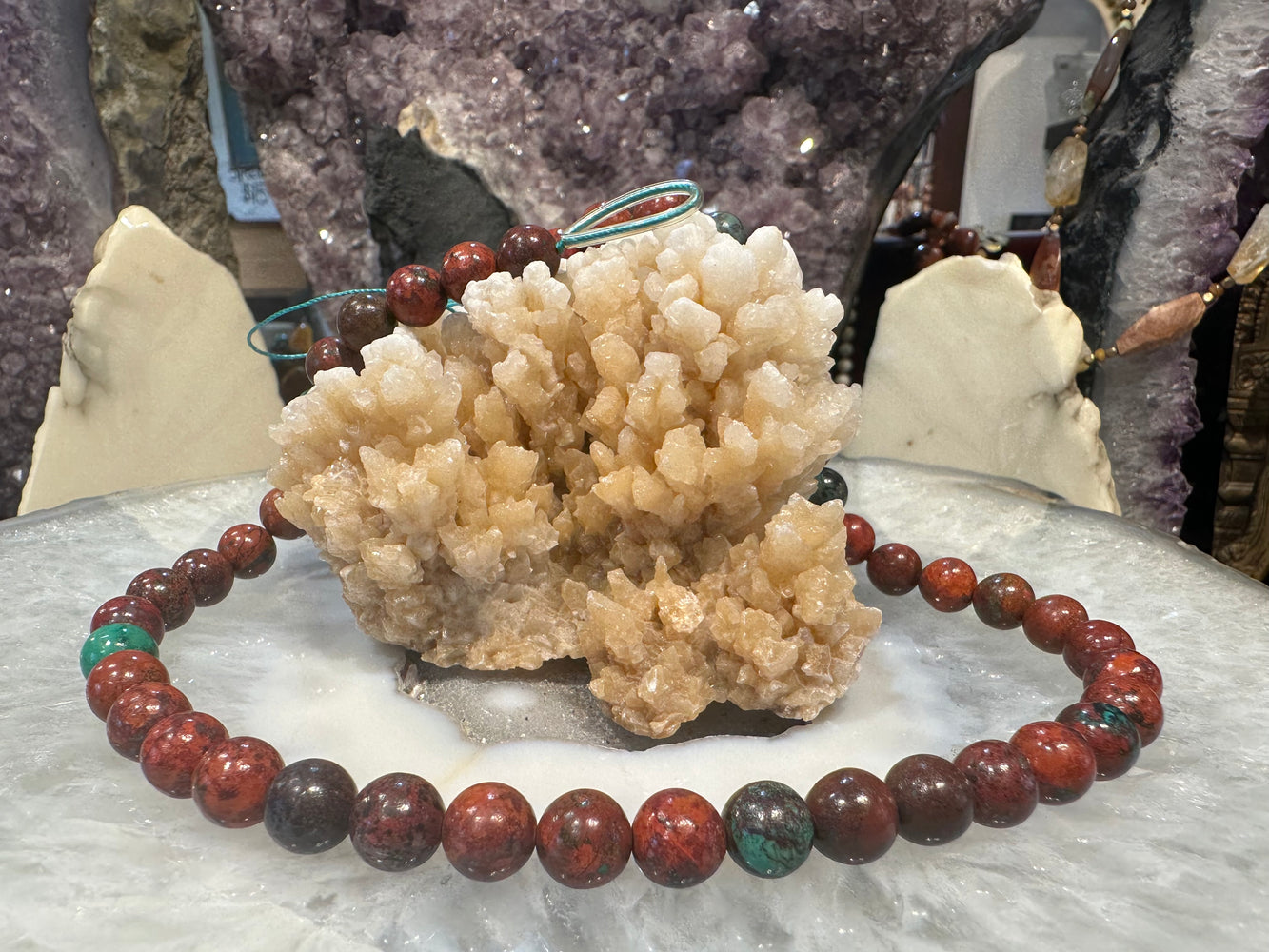 9mm Sonoran Sunrise Chrysocolla Cuprite Red Aqua Round Gemstone Beads