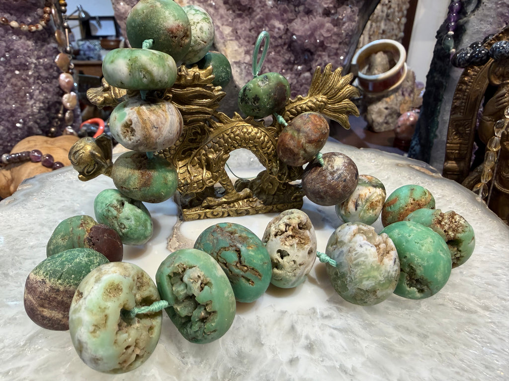 Huge chrysoprase 23-29mm rough gemstone beads