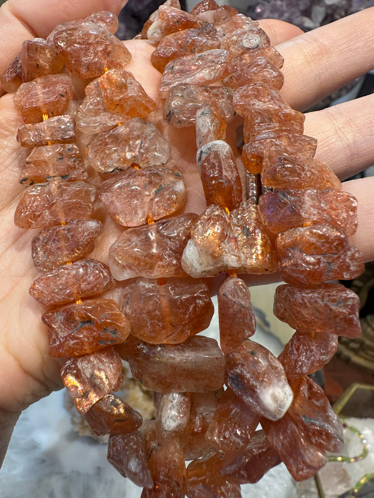Rough rare rainbow flash sunstone gemstones beads