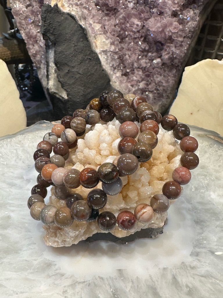 8mm Petrified Wood Opal Opalite Fossil gemstone bracelet