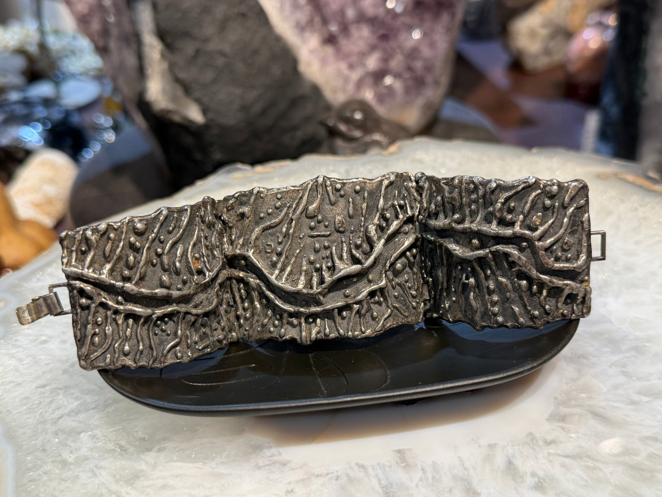 Vintage guy vidal brutalist pewter bracelet 1960’s