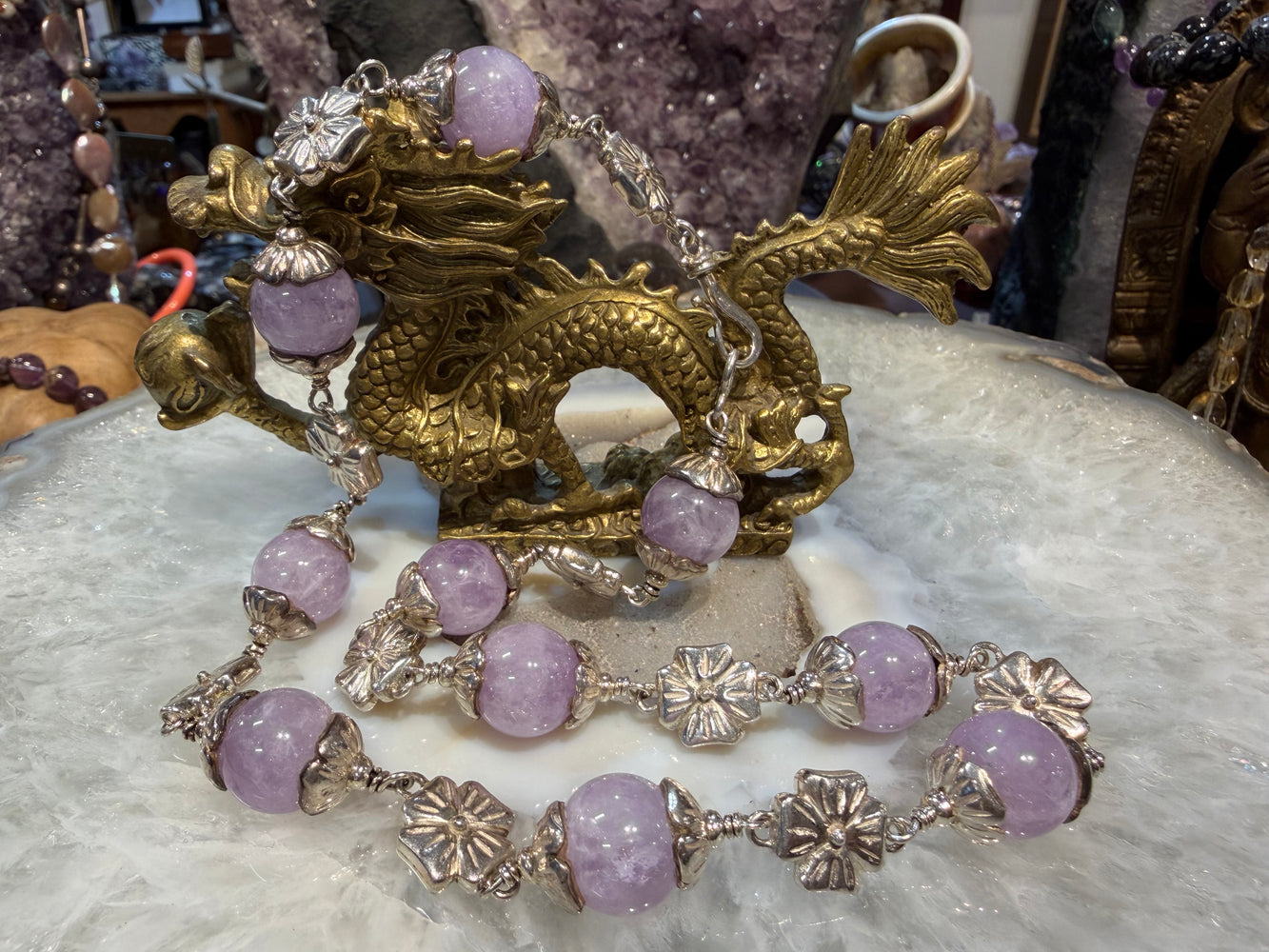 Beautiful vintage lavender amethyst & sterling silver Nepal necklace