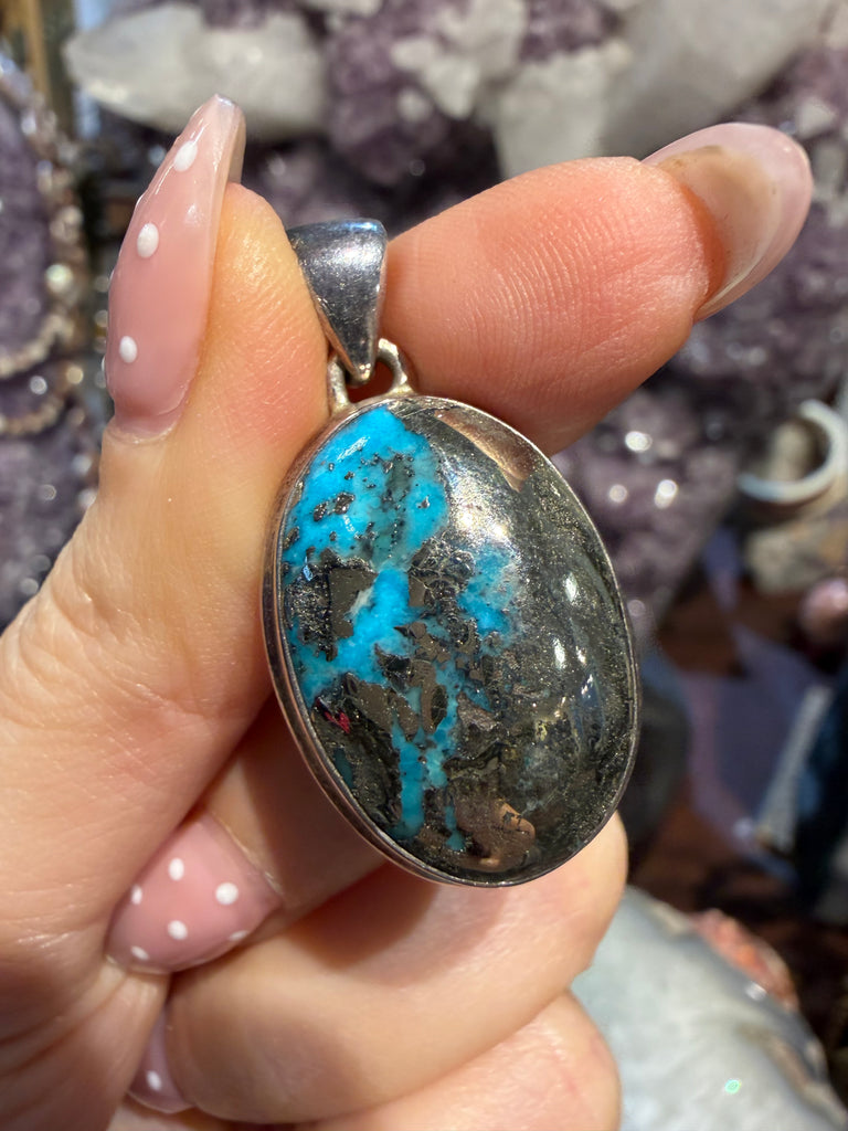 Persian turquoise sterling silver pendant