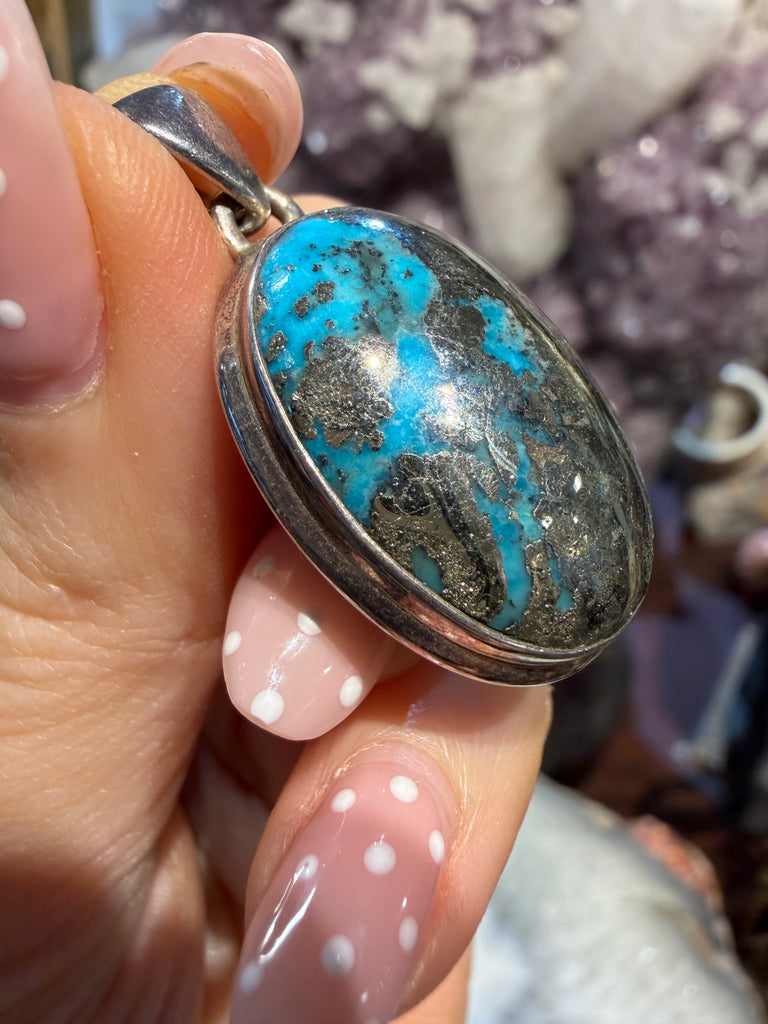 Persian turquoise sterling silver pendant