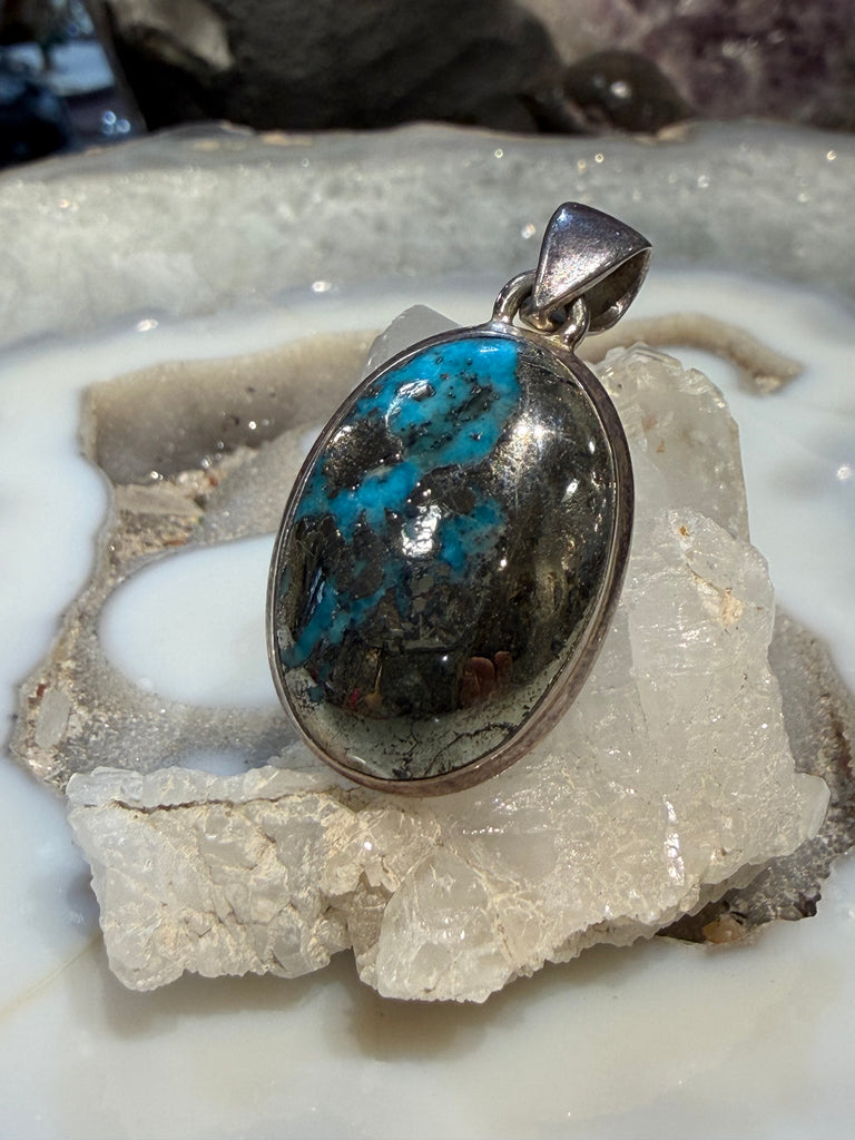 Persian turquoise sterling silver pendant