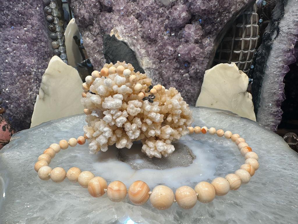 Vintage Chinese Export Old Round Shell Necklace