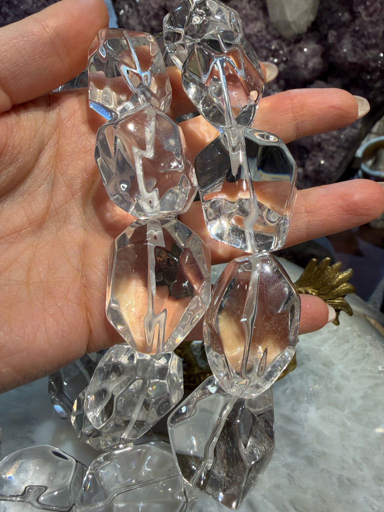 Huge ice chiseled quartz 26-32mm gemstones beads