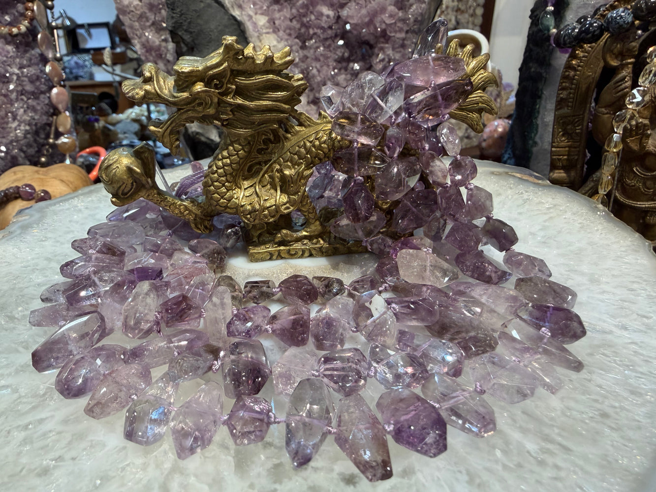 Amethyst chiseled cut 17-20mm gemstones beads