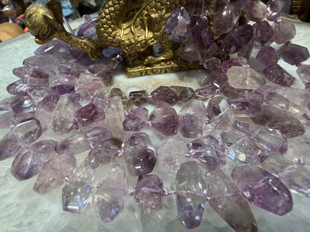 Amethyst chiseled cut 17-20mm gemstones beads