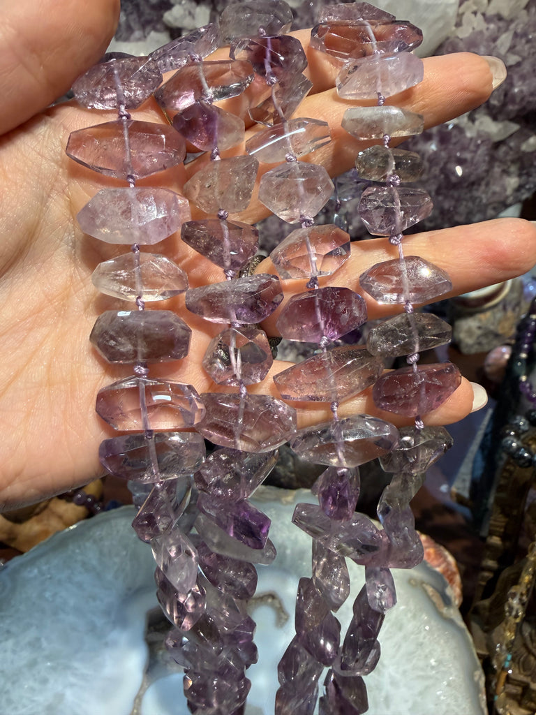 Amethyst chiseled cut 17-20mm gemstones beads