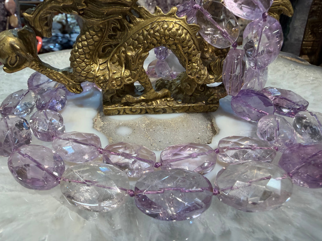 Lavender Amethyst faceted oval 21mm gemstone beads