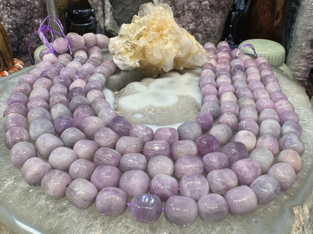 Rare Purple Chatoyant Kunzite Barrel Gemstone Beads