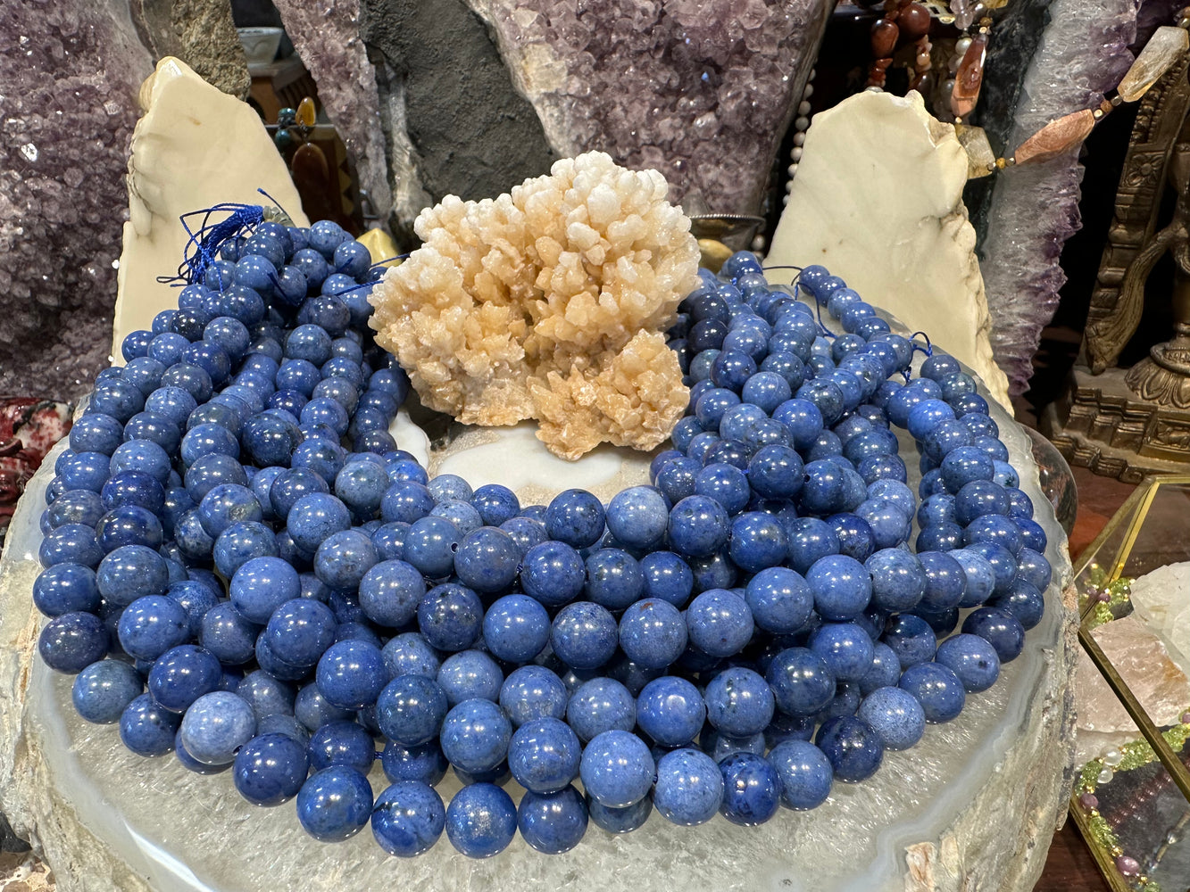 Natural Blue Dumortierite 10mm round gemstone beads