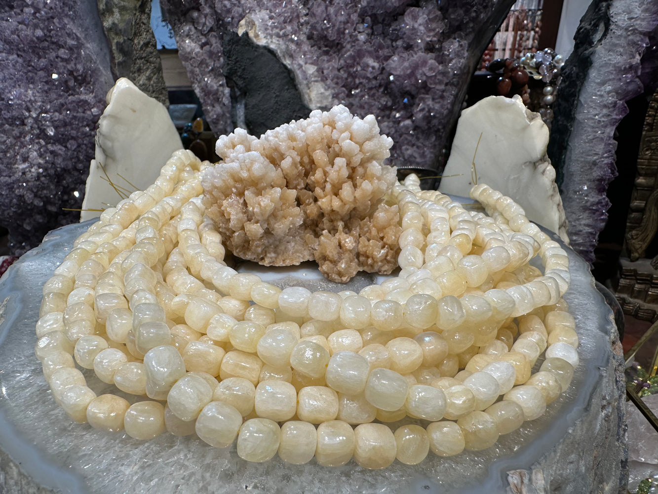 Yellow calcite 8-9mm gemstones beads
