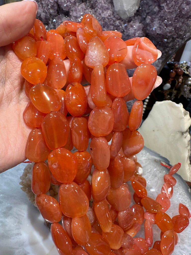 Carnelian tumble 17-20mm gemstone beads
