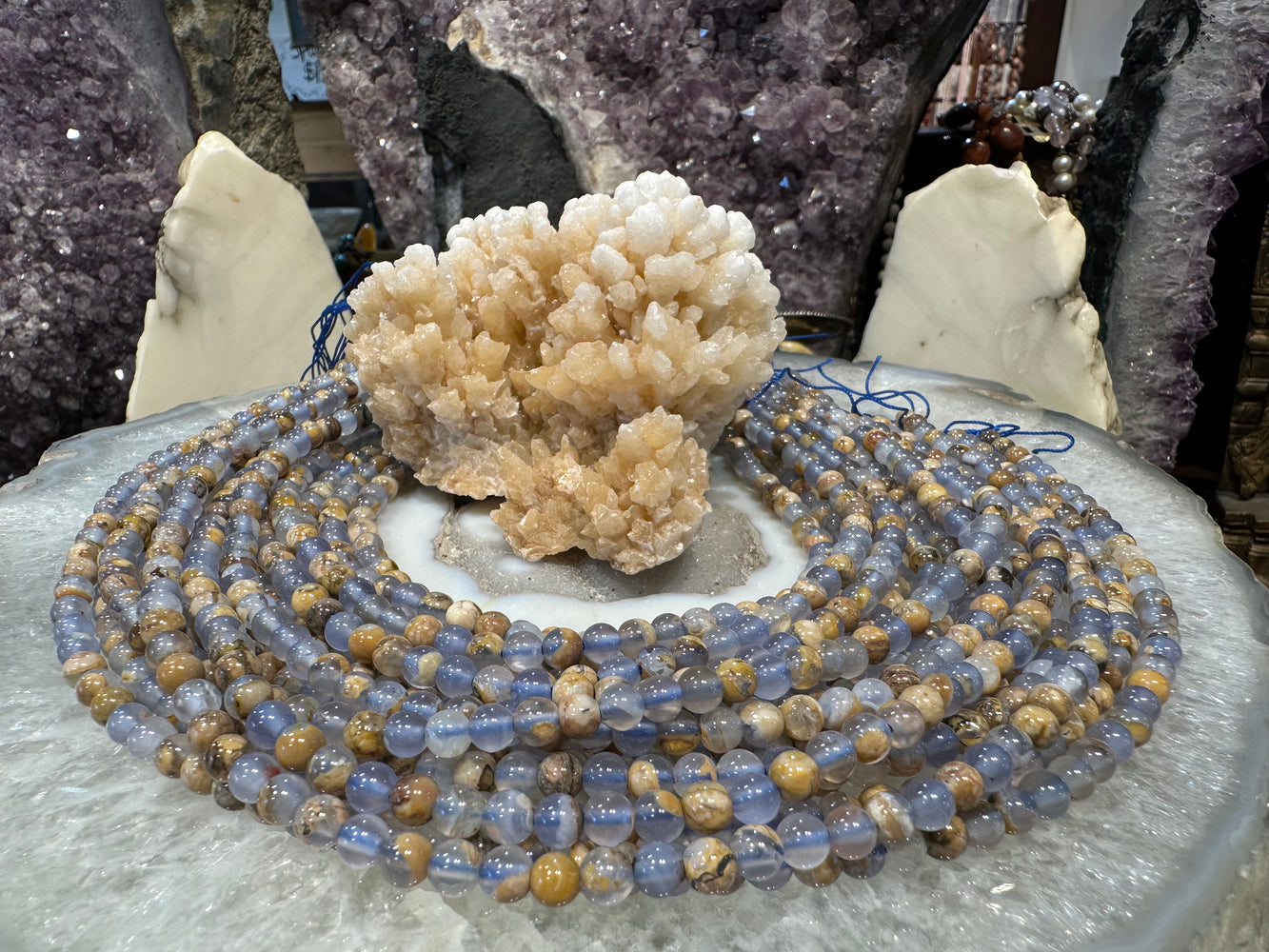 Blue chalcedony matrix 5mm gemstones