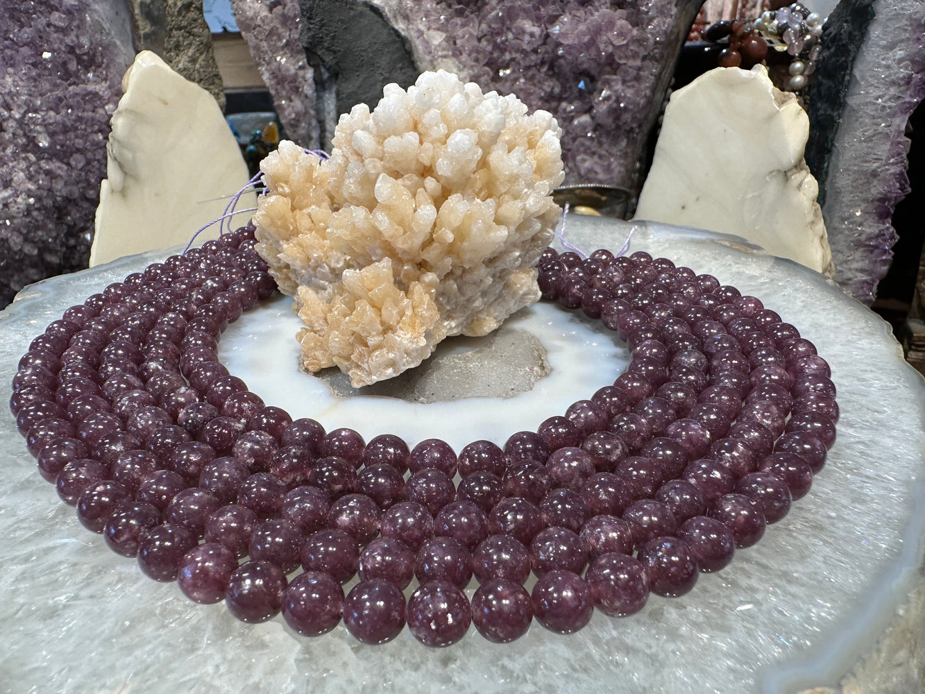 Sparkling Purple Lepidolite 8mm round gemstones beads