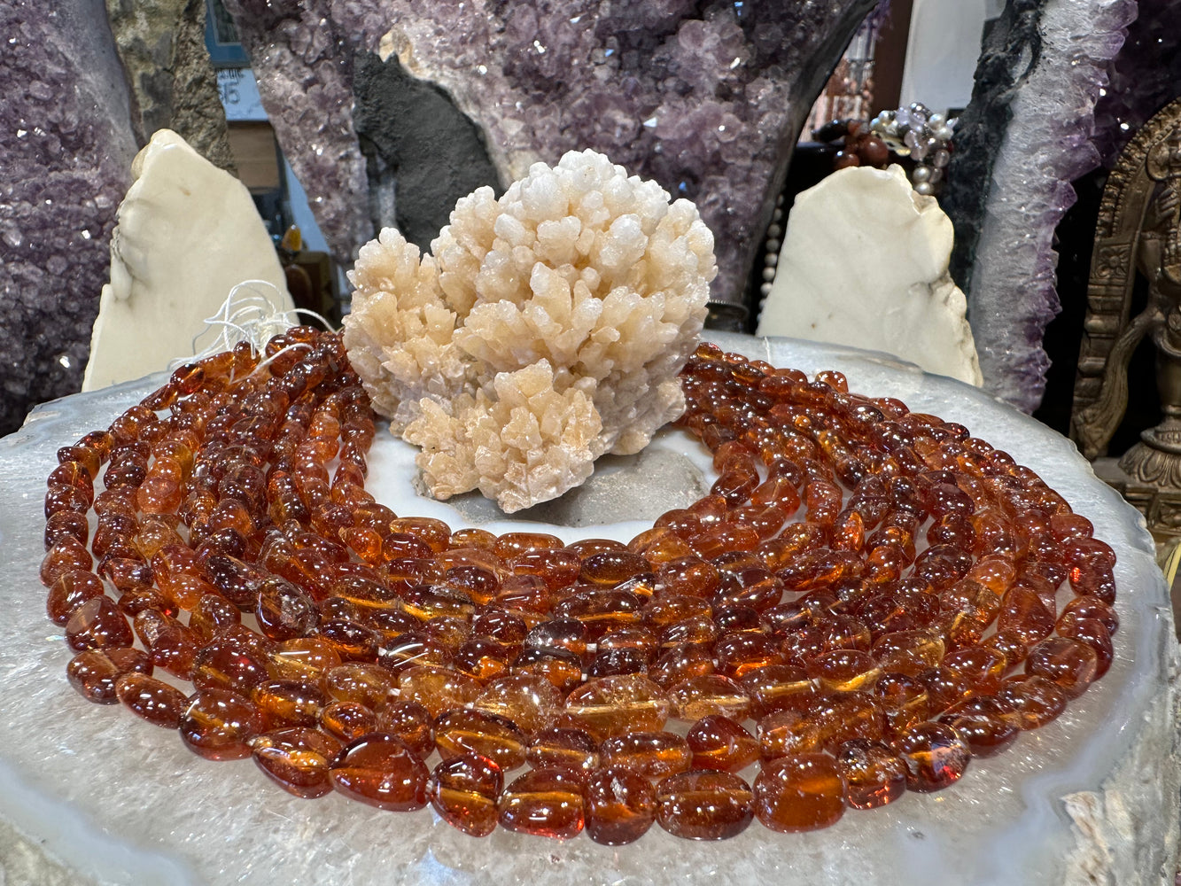 Deep Amber Hessonite garnet 7-10mm gemstone beads