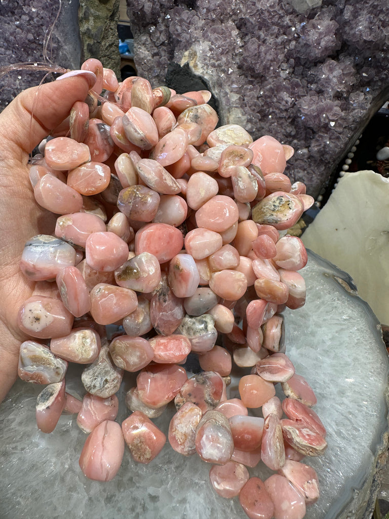 Pink opal top drilled cut 24-26mm gemstones beads