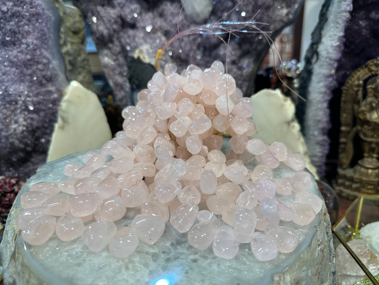 Rose quartz top drilled cut 17-19mm gemstone beads