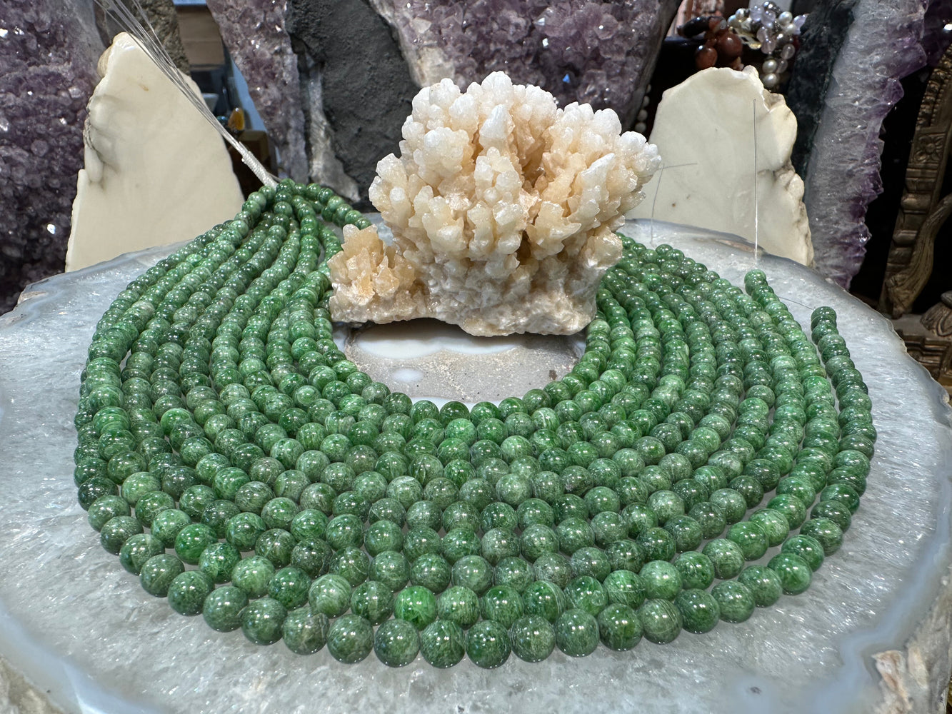 Chrome diopside 6mm round gemstone beads
