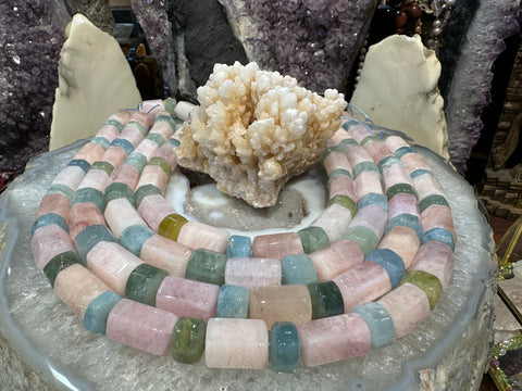 Morganite aquamarine rare fancy cut 19mm gemstone beads