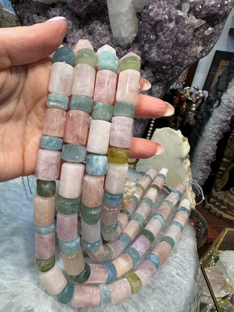Morganite aquamarine rare fancy cut 19mm gemstone beads