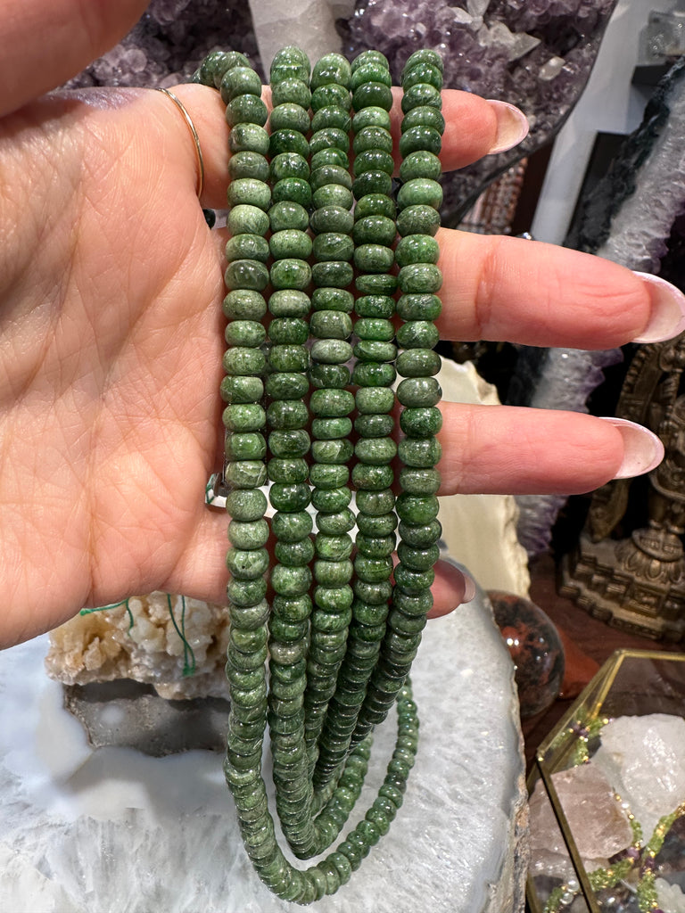 Chrome diopside 6mm smooth rondelle gemstone beads