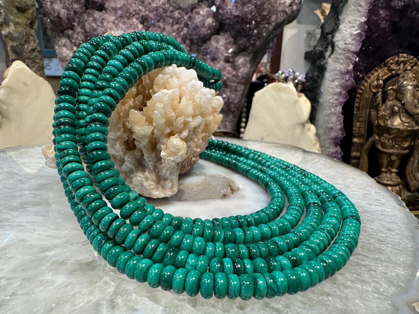 Malachite 6mm smooth rondelle gemstone beads