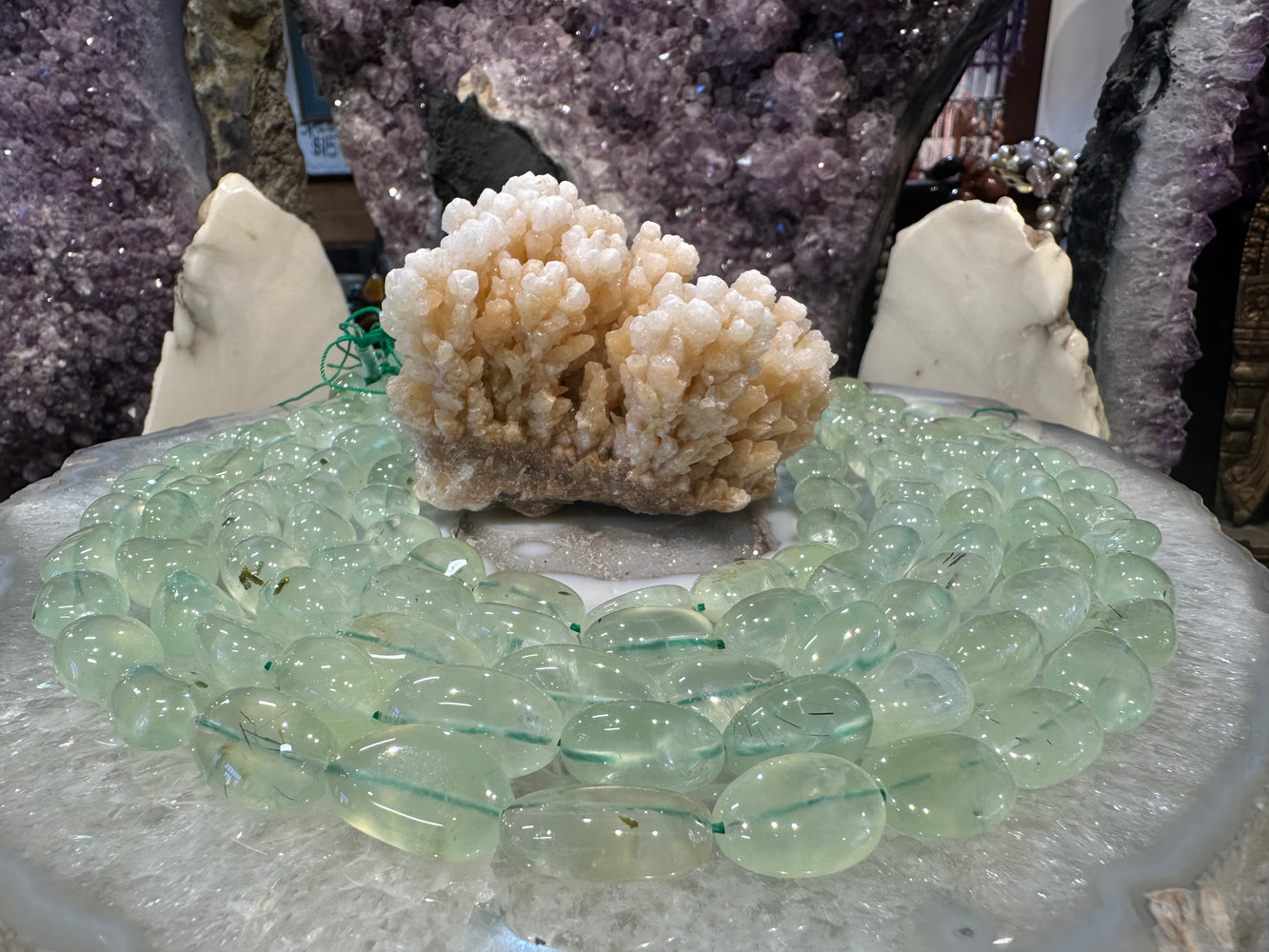 Natural Golden Greeen Prehnite 12-18mm tumble gemstone Beads