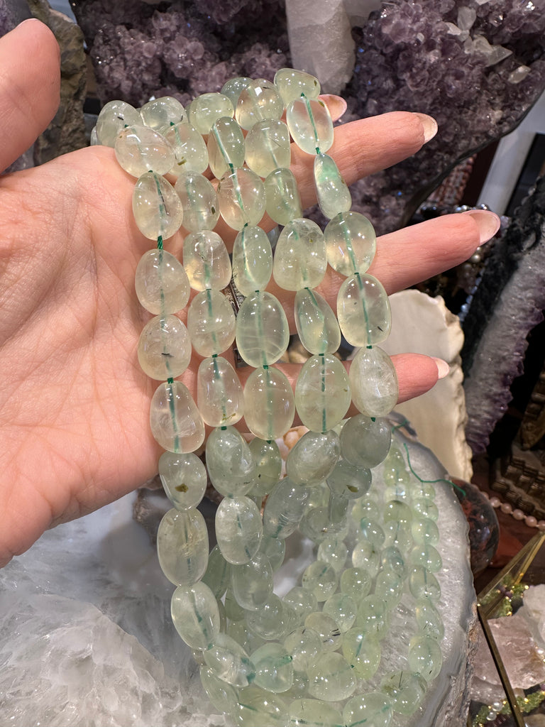 Natural Golden Greeen Prehnite 12-18mm tumble gemstone Beads