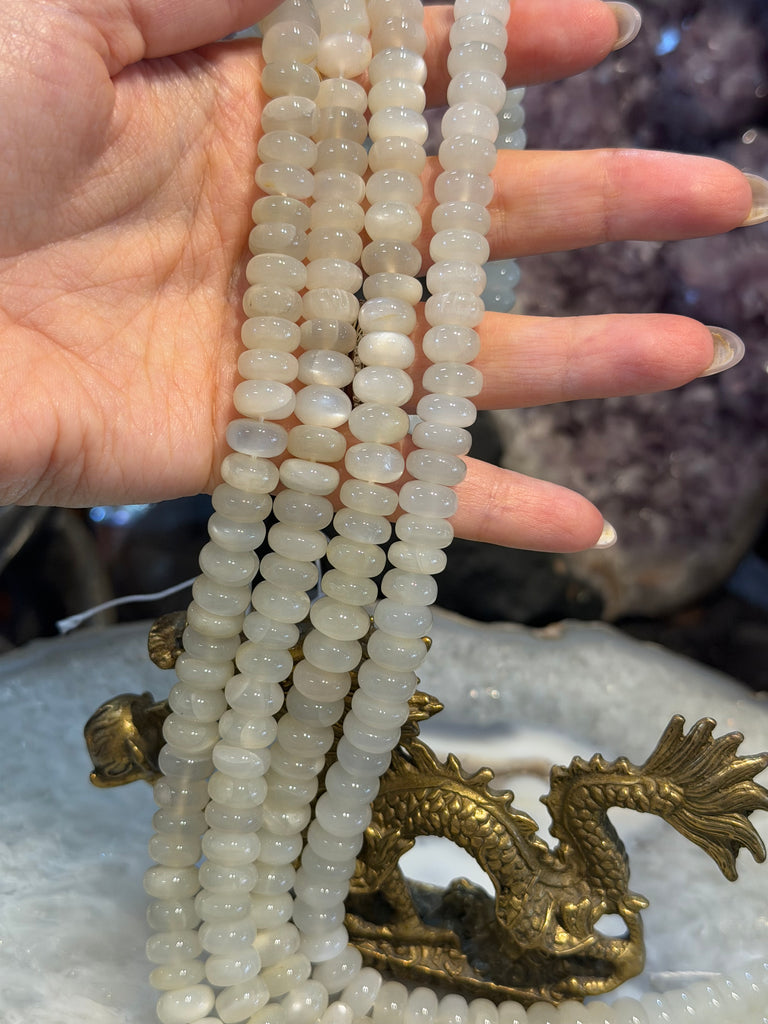 White moonstone 10mm smooth rondelle gemstone